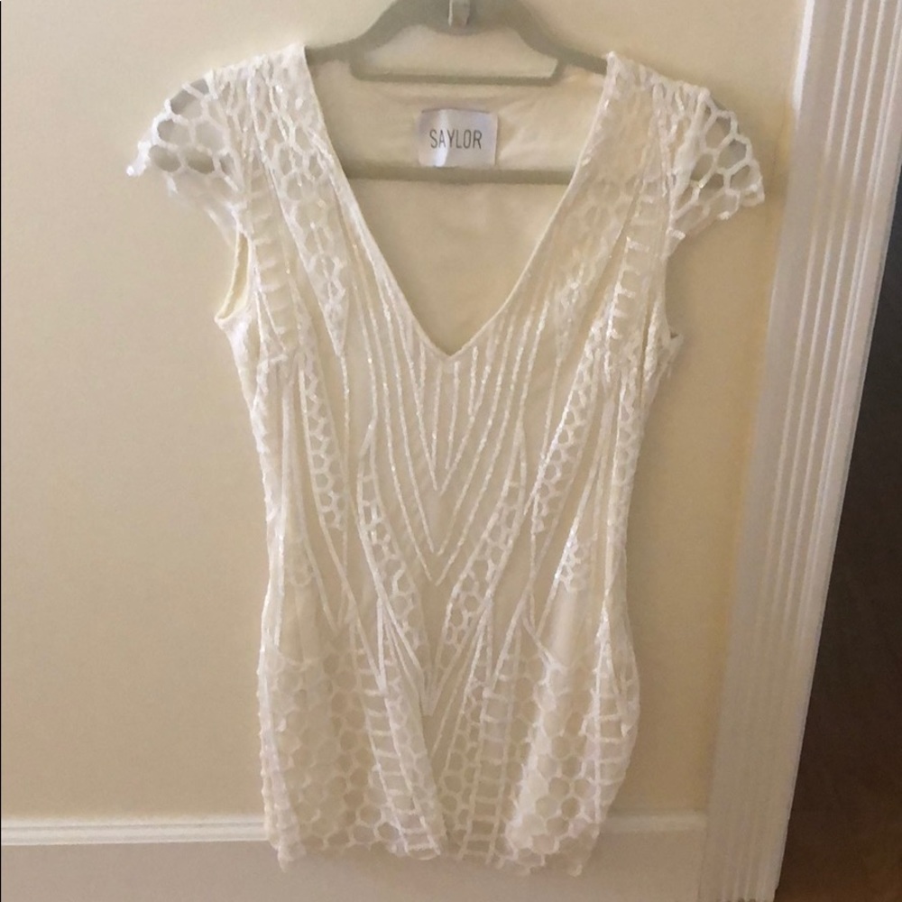 Saylor sequined white dress